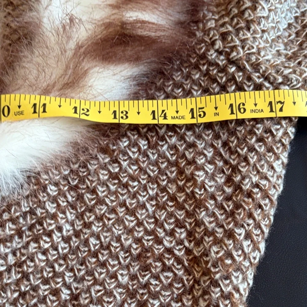 Oona & Maud Brown Wrap Cardigan Sweater Removable Faux Fur Collar Size S